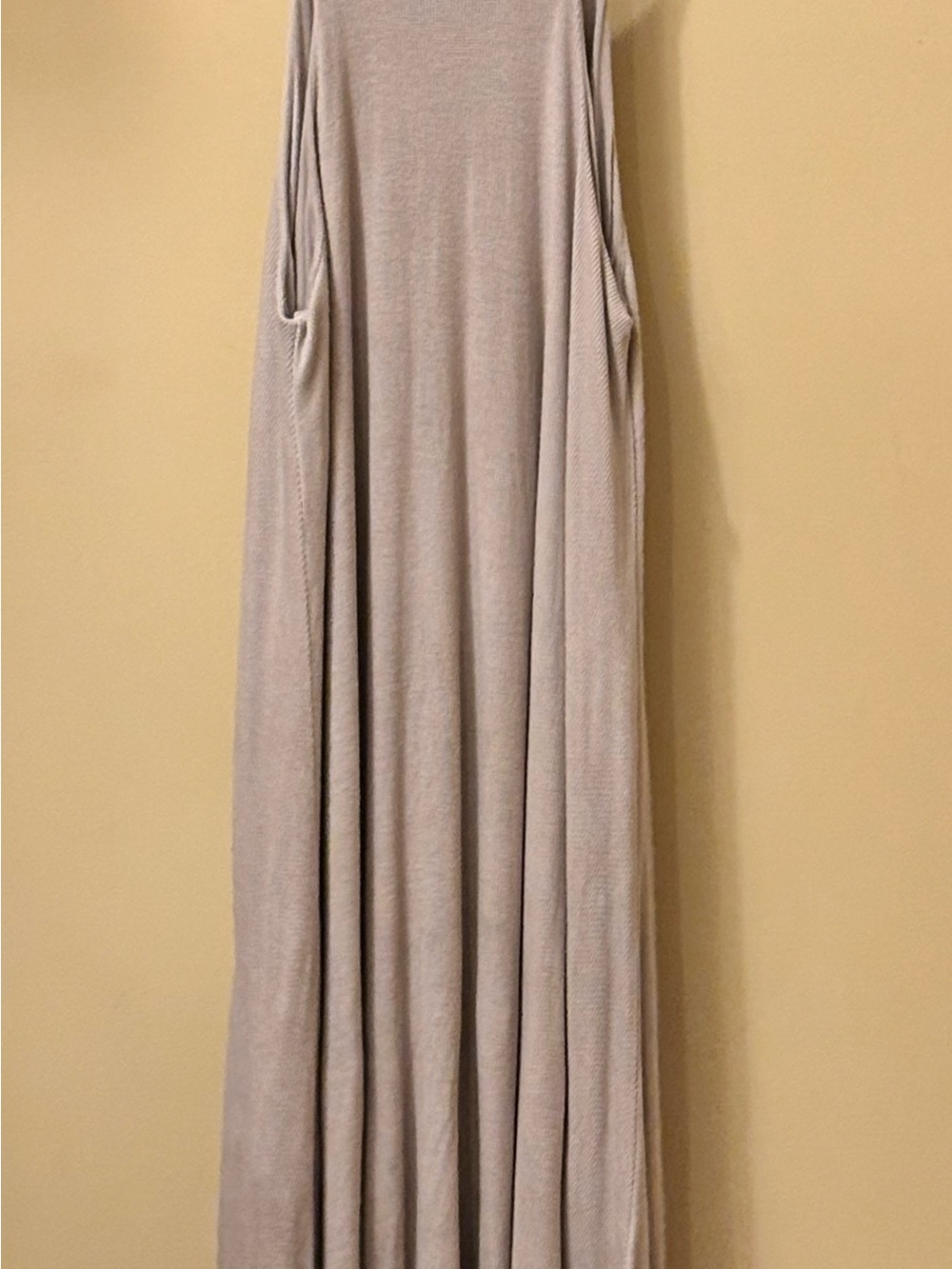 POL Taupe Flowy Ribbed Midi Dress Size Medium Boho Swing Dress - Picture 3 of 5